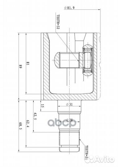 ШРУС внутренний GIK04006 VAG+Skoda mot.1.6 102p