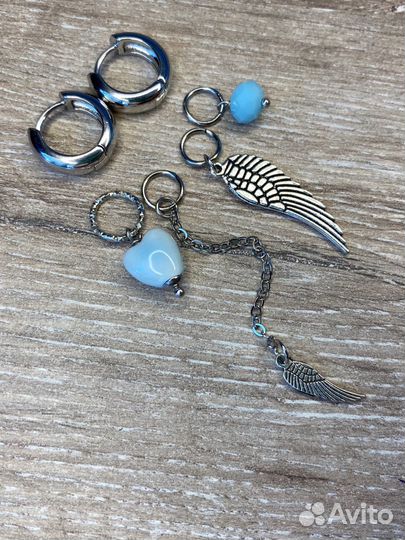 Серьги конго с подвесками