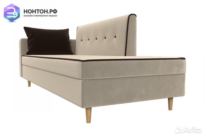 Тахта Селена микровельвет бежевый / коричневый