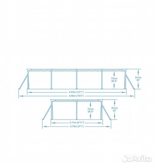 Каркасный бассейн новый 5700л