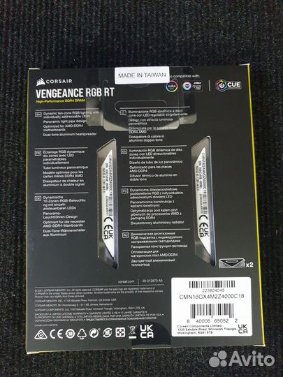 DDR4 Corsair Vengeance RGB RT 2x8Gb 4000MHz