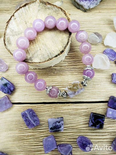 Браслет из лепидолита и чароита