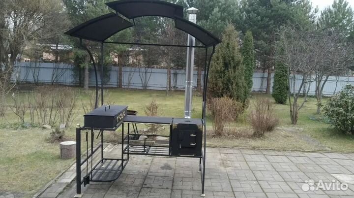 Мангал лофт с крышей