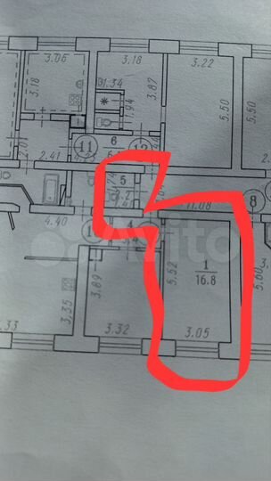 Комната 19 м² в 1-к., 1/5 эт.