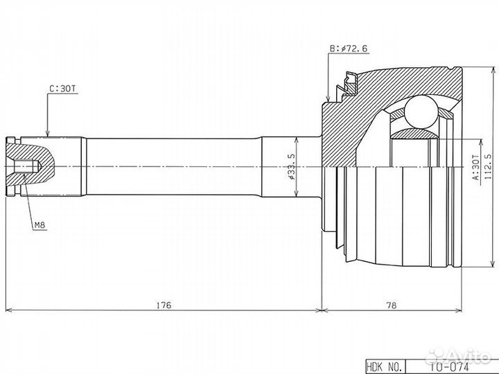 Шрус наружный FR toyota land cruiser 100/lexus LX4