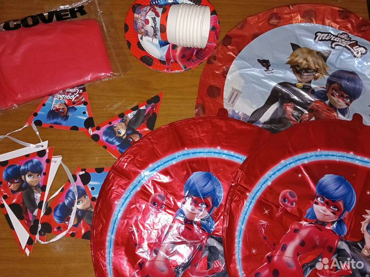 Декор,шары,посуда на праздник леди баг и супер кот