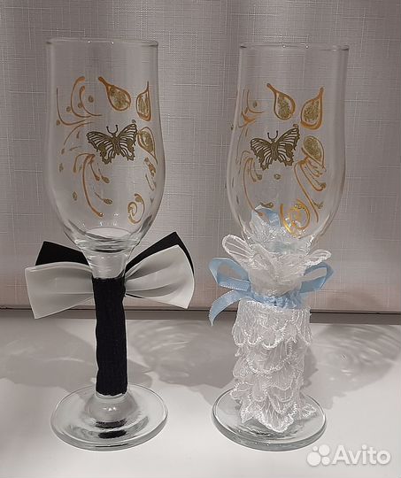 Свадебные бокалы фужеры Жених и Невеста