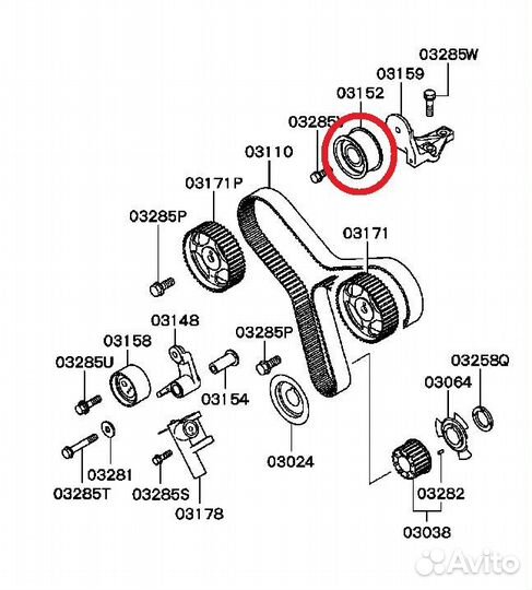 Ролик грм обводной Mitsubishi 6A12, 6A13 MD179597