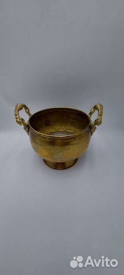 Антикварный зольник кашпо бронза львы