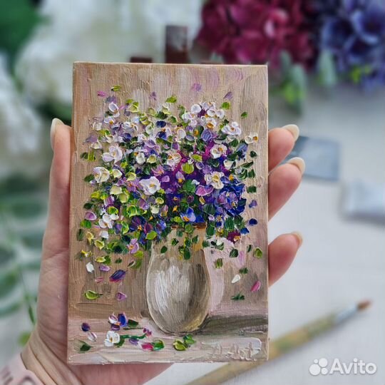 Цветы картина маслом Натюрморт цветы в вазе