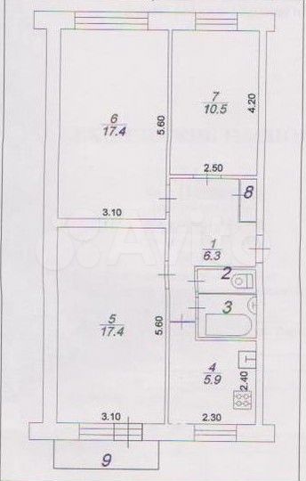3-к. квартира, 61,4 м², 5/5 эт.