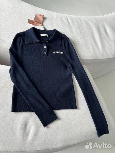 Трикотажное поло miu miu