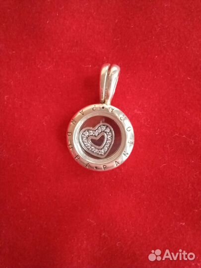 Pandora подвеска сердце с петитом серебряные