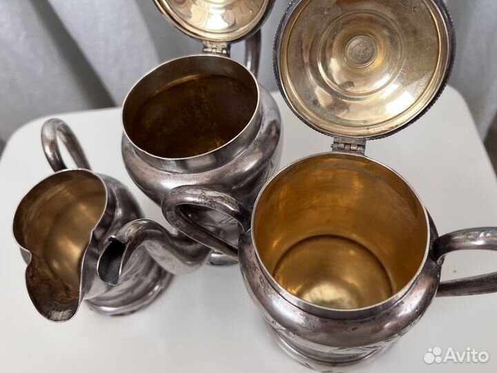 Чайный сервиз, серебро 84 чайник сахарн молочник