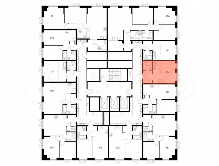 Квартира-студия, 25,4 м², 23/24 эт.