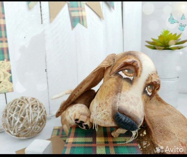 Бассет, игрушка, собака, пёс, тедди