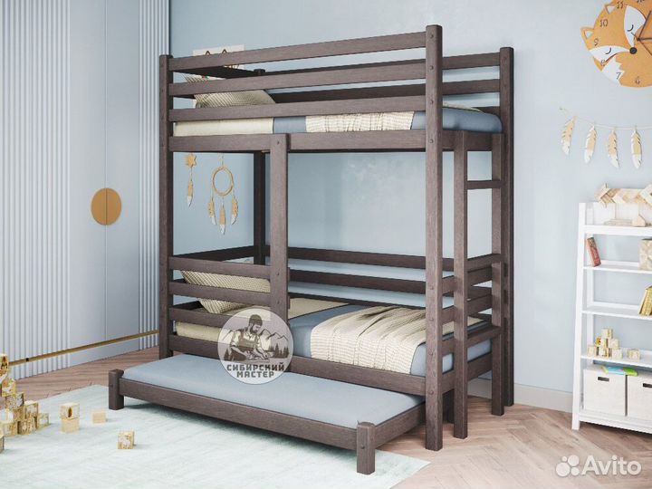 Двухъярусная детская кровать из дерева