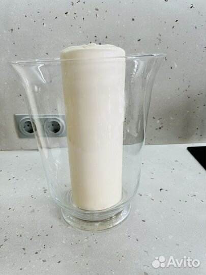 Ваза икеа. Высота 28 см. Со свечой