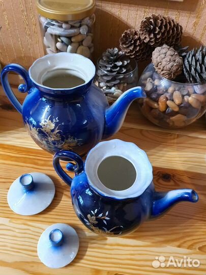 Чайник доливной и заварочный кобальт
