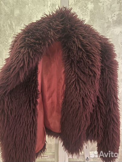 Эко шуба бордовая