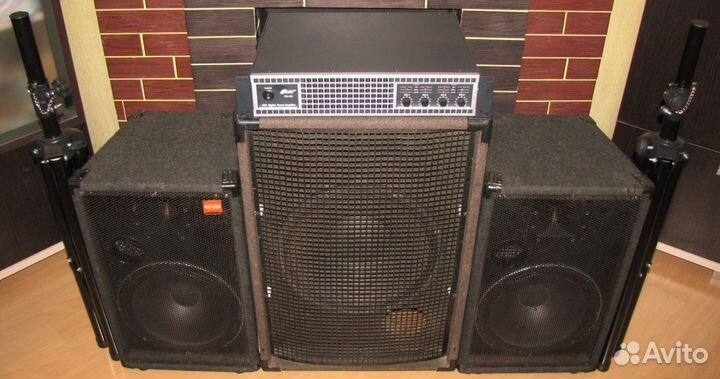Колонки EVM Сабвуфер PA 1400W 3шт Усилитель Стойки