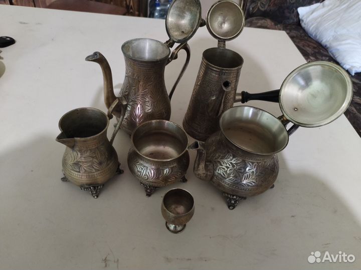 Серебряный кофейный сервиз индийский