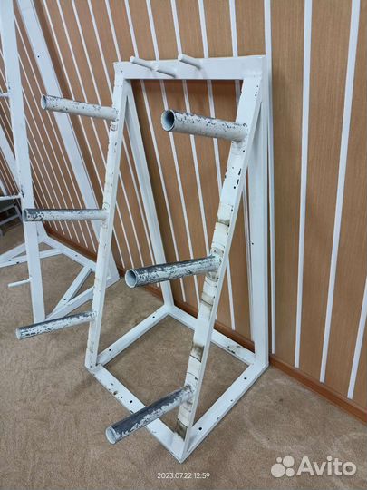 Стойка для хранения блинов и грифов, блины, штанги