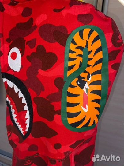 Red zip hoodie bape