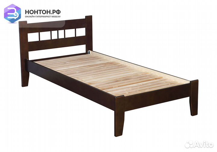 Кровать Массив-2Н с маленькой спинкой орех