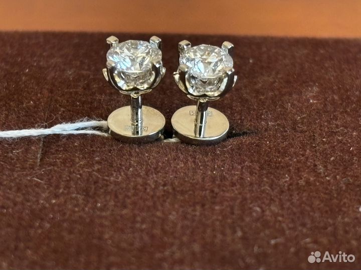 Золотые серьги с бриллиантами 1.01 ct