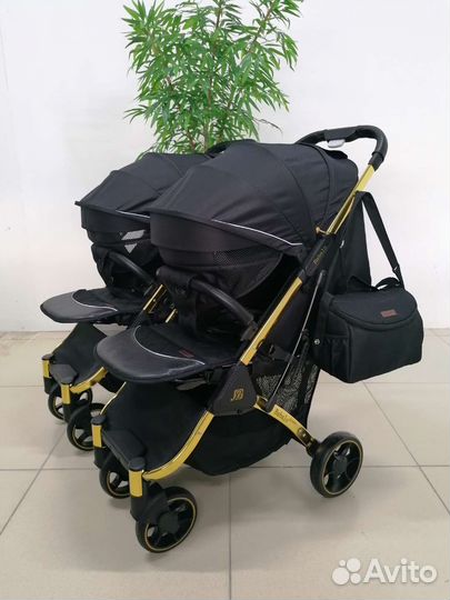 Новая коляска для двойни Babalo 2022/золотая рама