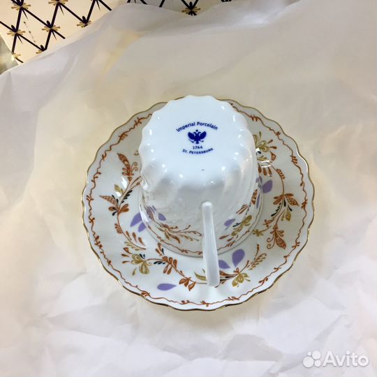 Чашка с блюдцем костяной фарфор ифз(лфз)