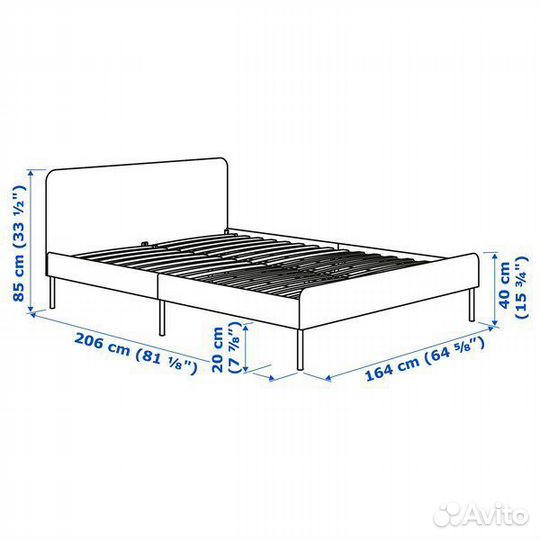 Слаттум каркас кровати с обивкой IKEA