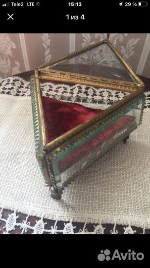 Шкатулка стекло старинная