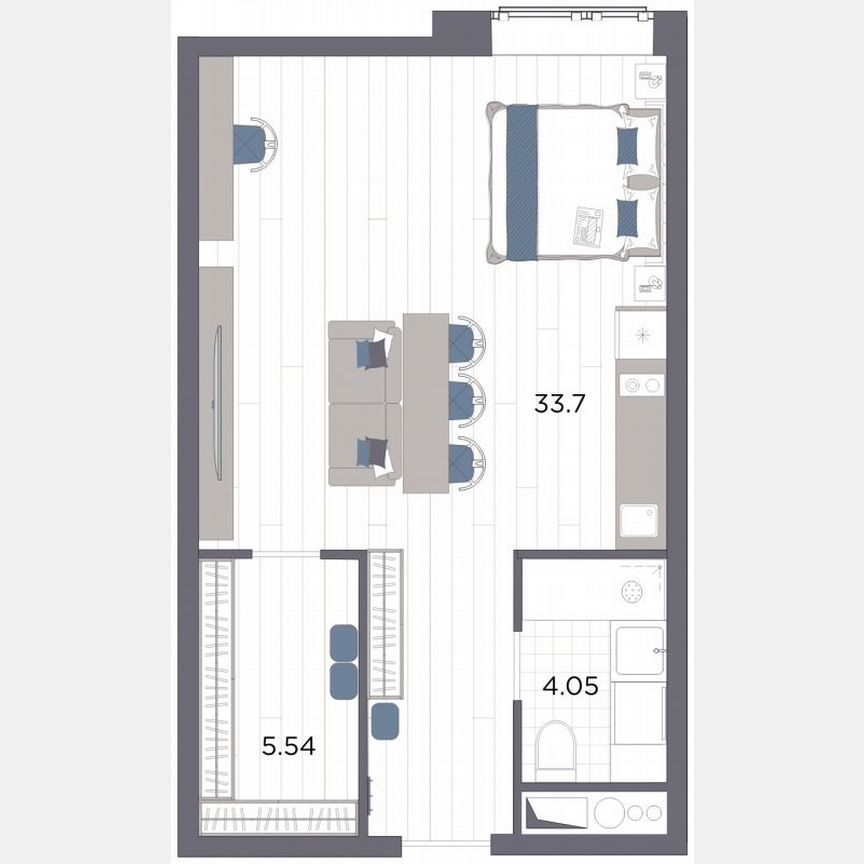 Апартаменты-студия, 43,3 м², 6/14 эт.