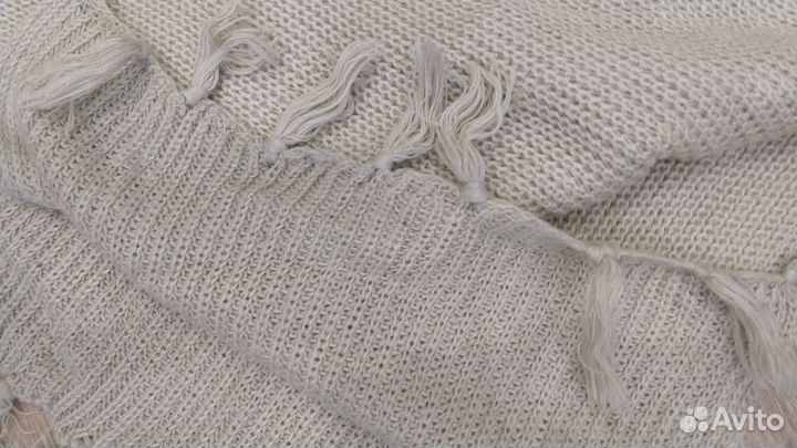 Палантин шарф платок вязанный цвет пшеничный