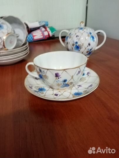 Чайный сервиз лфз СССР с сахарницей на 6 персон