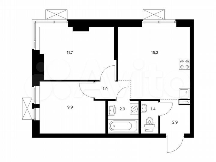 2-к. квартира, 46 м², 15/33 эт.