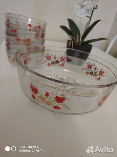 Набор салатников 7 штук Италия с позолотой