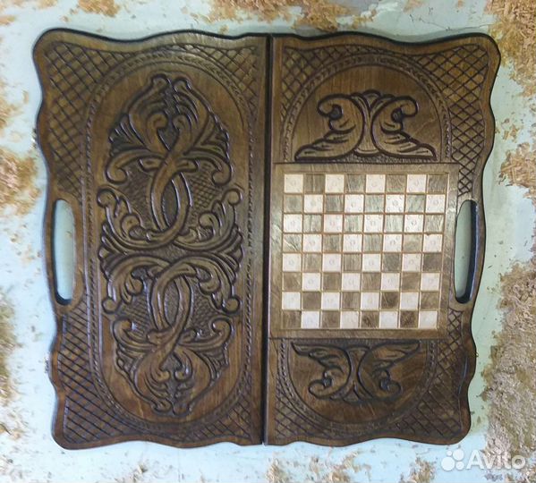 Нарды шахматы ручной работы резные