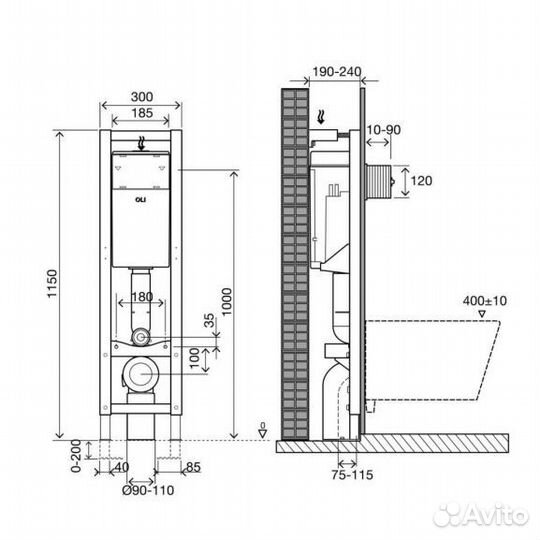 Инсталляция для подвесного унитаза OLI quadra 8866