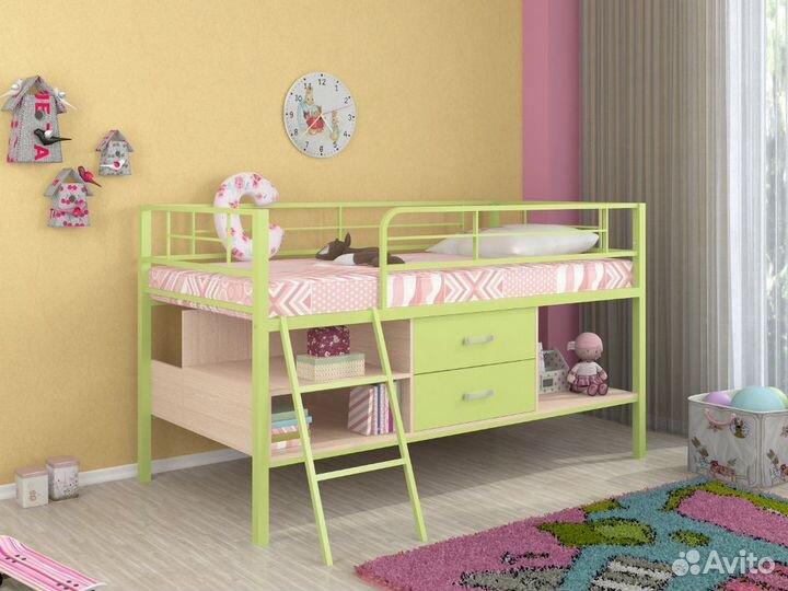 Кровать-чердак Севилья мини с ящиками