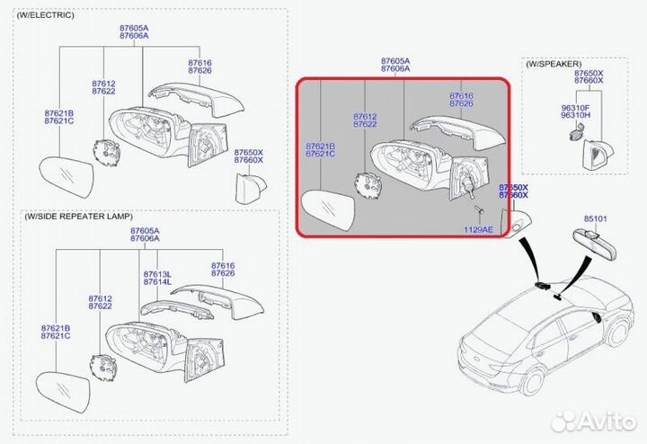 Зеркало заднего вида боковое Hyundai Solaris 2