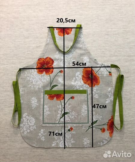 Фартук женский кухонный №13-1, р-р 46-52,полулен