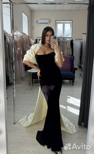 Вечернее платье чёрное с бантом