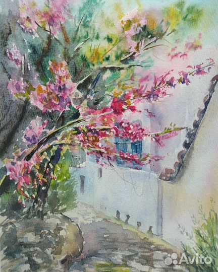 Летняя улочка, рисунок, картина