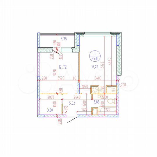 1-к. квартира, 45,3 м², 9/17 эт.