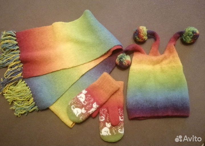 Шапка шарф варежки