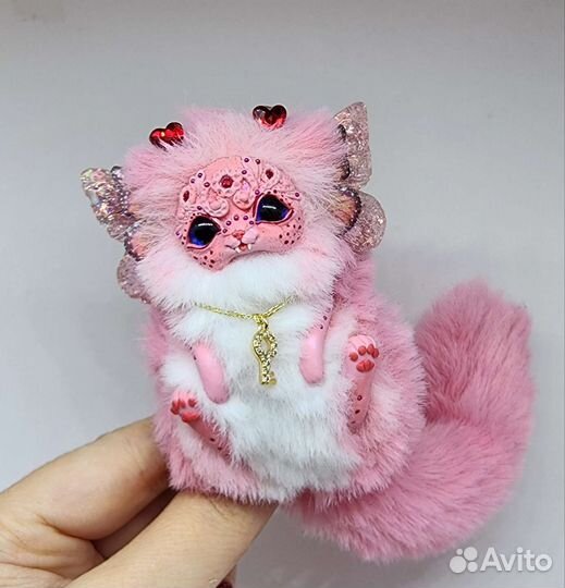 Мягкая игрушка кот розовый