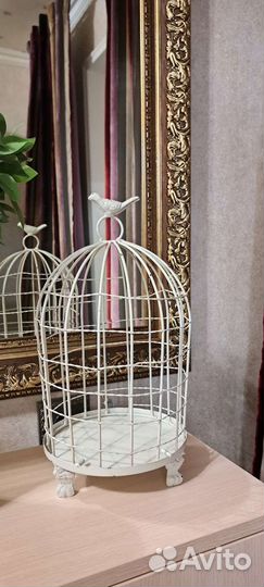 Клетка декоративная с птичкой прованс/антик